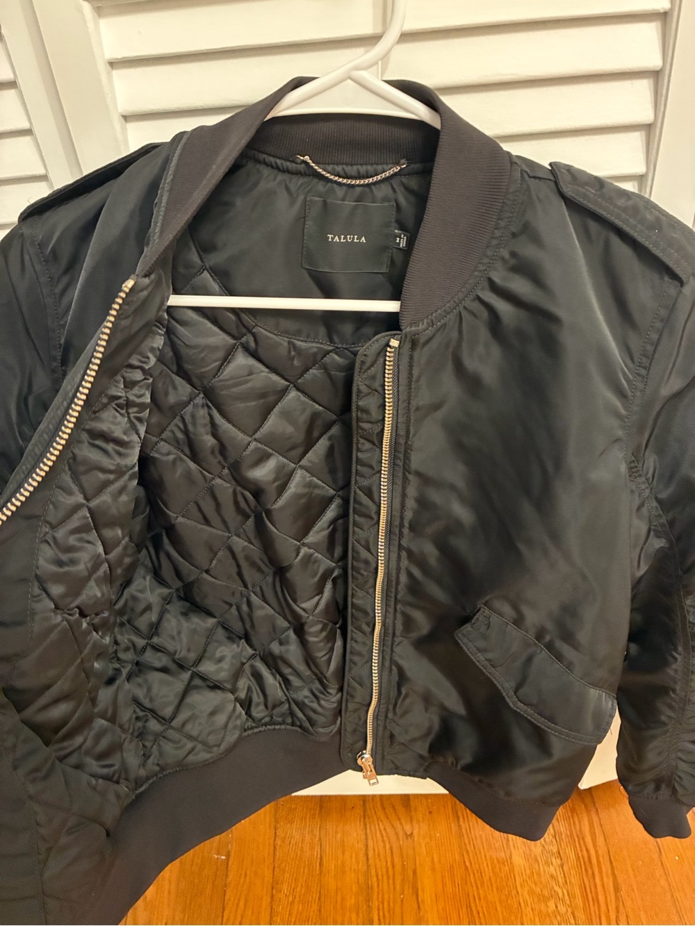 Aritzia - Talula Whitby Black Bomber Jacket with Zip Front - Picture 2 of 10